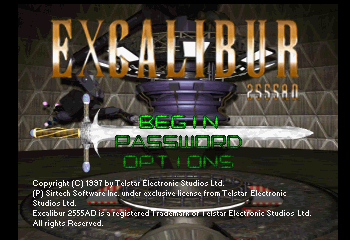 Excalibur 2555 A.D. Title Screen